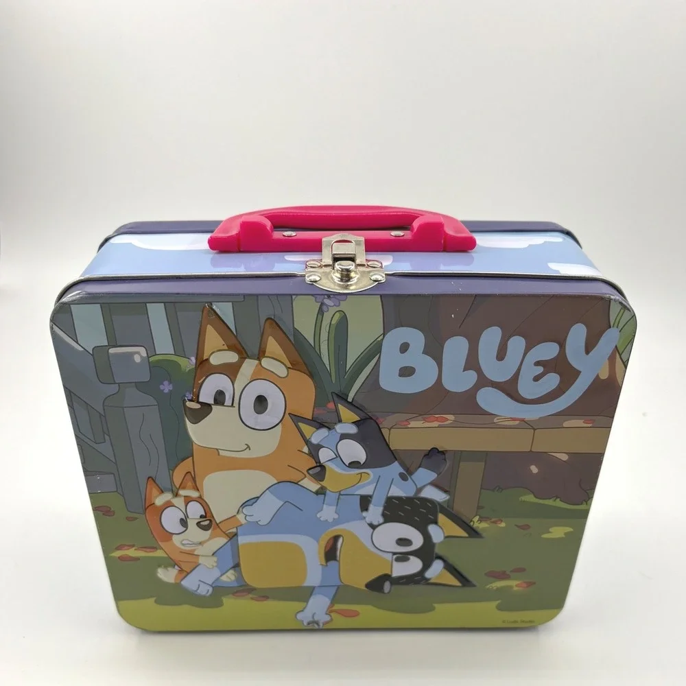 Bluey Heeler Puzzle Lot Metal Tin Lunch Box +3 Mini Puzzles+ 5-12x12 Puzzles EUC